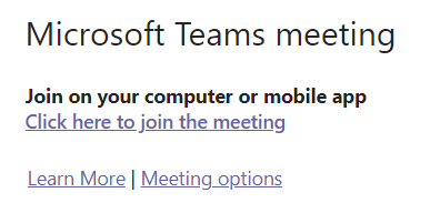 Kuvassa Liity Microsoft Teams -kokoukseen -linkki sähköpostiviestissä